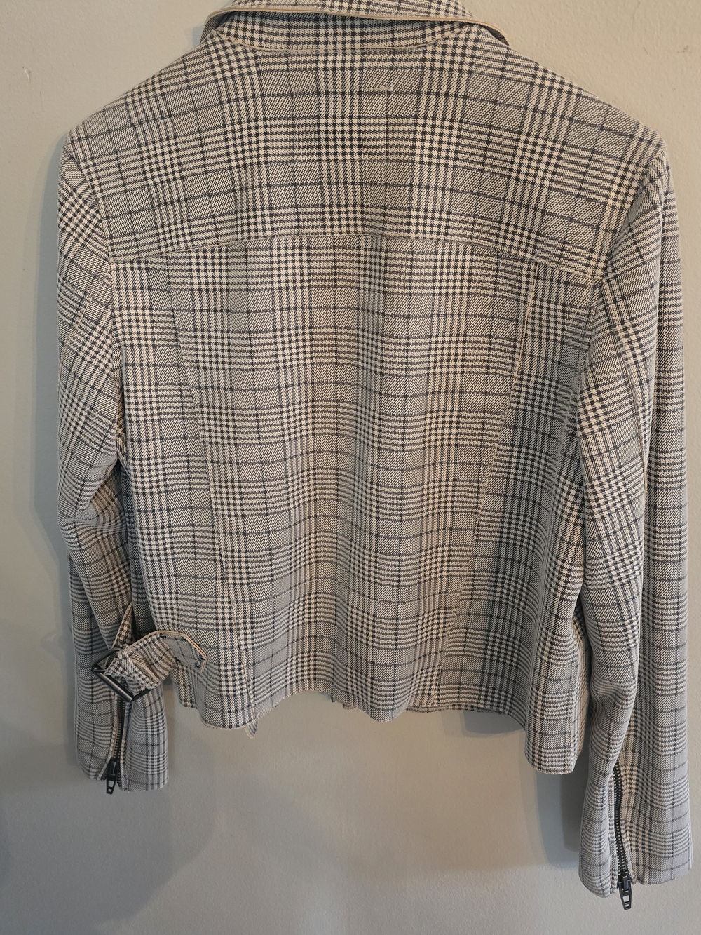 Blank NYC Plaid Biker Blazer in Cream and Black - Picture 3 of 3